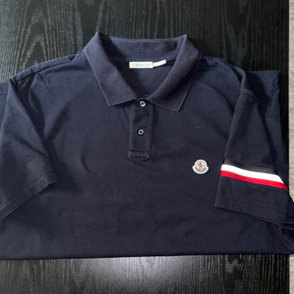Moncler Dark Blue Polo with Emblem